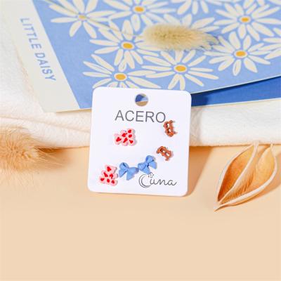 China Various Models And Shapes Hypoallergenic Silver Needle Ceramic Alloy Earrings For Women Piercing Jewelry for sale