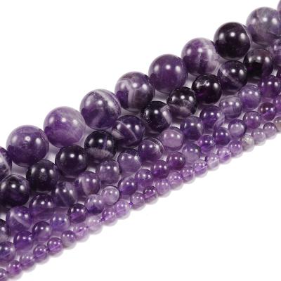 China None 1strand/lot 6 8 10 12 mm Natural Dreamy Purple Spacer Bead Amethysts Crystal Stone Round Beads Loose For Jewelry Making Bracelet for sale