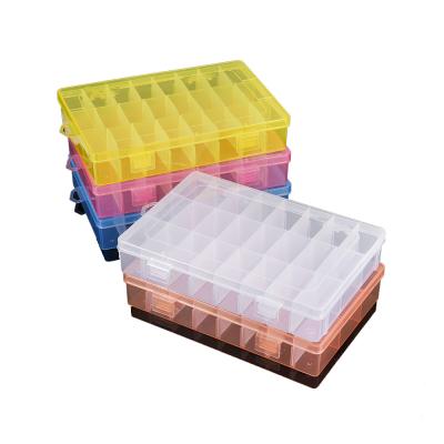 China 24 Slots Adjustable Viable Rectangle Plastic Jewelry Storage Boxes For Jewelry Craft Accessories Case Joyero Container Organize Supplies for sale