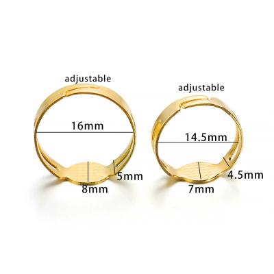 China Jewelry Making 40PCS/lot 7/8MM Gold Plated Rings Blank Adjustable Ring Settings Findings For DIY Shape Rings Jewelry Making Accessories for sale