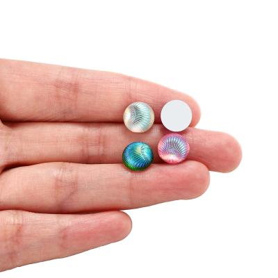 China Resin Beads For Jewelry Making 20Pcs/Lot 10mm Round Shell Shape Resin Cabochons Multicolor Flat Back Cabochon DIY For Jewelry Making Drops Finding Earring for sale