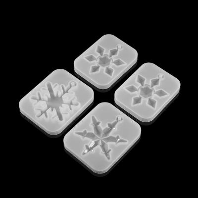 China Stocked 1pcs 3D Snowflake Pendants Silicone Molds with Hanging Hole Christmas Tree Epoxy Resin Mold Decoration DIY Jewelry Home Making for sale