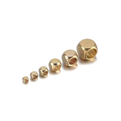 China Bracelet Findings 30-100pcs Cube Square Shape 2.5mm-6mm Nepal Solid Brass Beads Square Beads Loose Spacer Beads For Jewelry Making Findings for sale