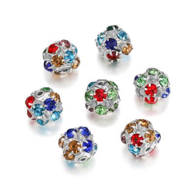 China Jewerly Making DIY 30pcs/lot Copper Plated Rhinestone Ball Glass Bead Imitate Crystal Round Spacer Loose Beads For Bracelet Jewelry Dropshipping for sale