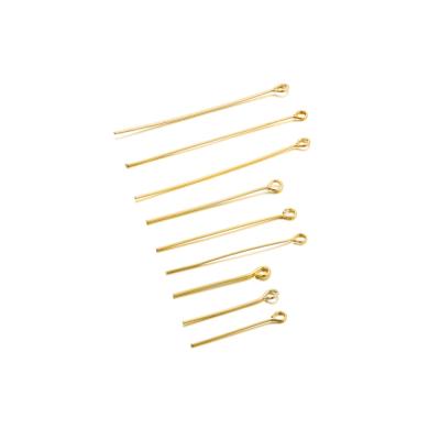 China Head Pins For Jewelry Making 100pcs 20 30 40mm 14K 18K Gold Plating Copper Heads Eye Flat Head Pin For DIY Jewelry Making Findings Accessories for sale