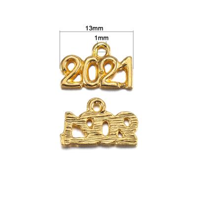 China Nacklace Pendant Setting 40pcs Charms Letter 2021Year 13x9mm Rose Gold Pendants For DIY Jewelry Making Findings Handmade Tibetan Supplies Craft for sale