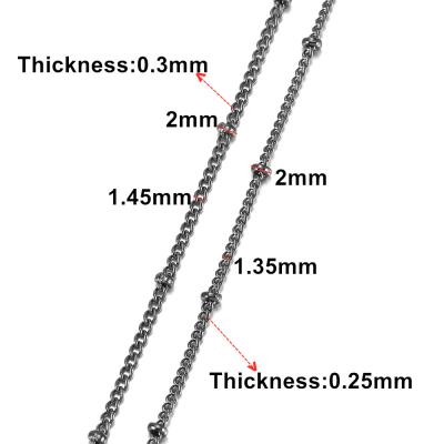 China Diy Chain For Jewelry Making 5 Meter Width 1.35mm 1.45mm Necklace Chains Flat Oval Link Chains With Beads Post Ball Chains Accessories for sale