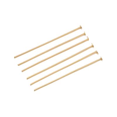 China Head Pins For Jewelry Making 100pcs 20 25 30 35 40 45mm Flat Head T Male Connector Gold Straight Needle Stainless Steel Headpins For Jewelry Making Findings for sale