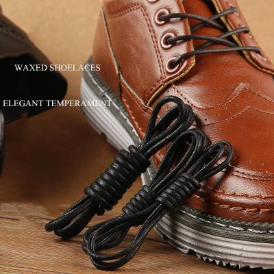 China Wholesale custom waterproof laces high quality black round waxed shoe laces for leather laces for sale