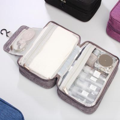 China Durable Waterproof Makeup Organizer Women Cheap PVC Layer Cosmetic Bag Three Layer Toiletry Bag New Products for sale