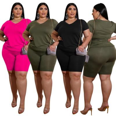 China 2021 Breathable Stylish Short Set Women 2 Pieces Plus Size Summer Sets Two Piece Fashion Womens Clothing Tracksuits for sale