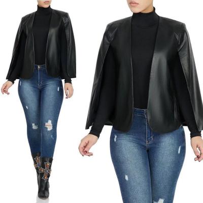 China 2021 Wholesale QUICK DRY Slit Sleeve Ladies Coats Pu Leather Jacket Plus Size Coat Fashion Women's Jackets and Coats for sale