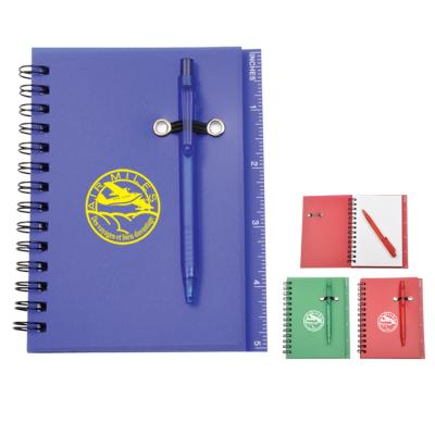 China Gift A6 PP 80 Sheets OEM Customizable Logo Spiral Notebook With Ballpoint Pen yc264 for sale