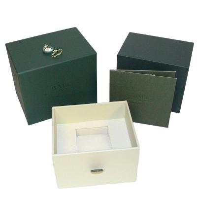 China Luxury Logo Customized Handmade Recyclable High End Keepsake Packaging Popular Square Drawer Box Luxury Watch Box for sale