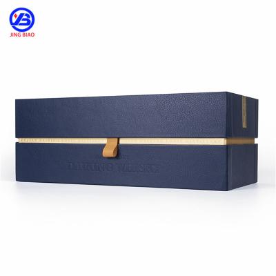 China Handmade Custom Your Logo Black And Gold Luxury Whiskey Brandy Single Bottle Matt Lamination Magnetic Gift Wine Boxes With Foam Insert for sale