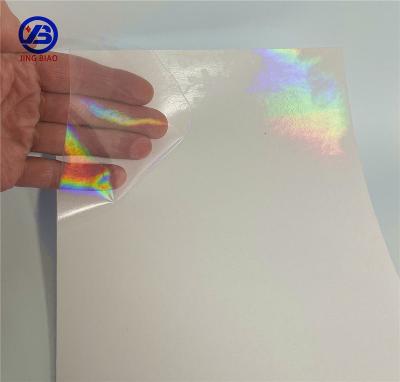 China Laser Heat Resistant Custom Adhesive Glass Sticker Vials Stickers Rainbow Holografia Holographic Logo Printing Reflection Label for sale