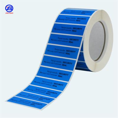 China Custom Semi-Transfer Heat Resistant Blue Vacuum Tear Left Word Paste Sealing Anti-Tear Anti-Adhesive Anti-Counterfeit Label To Prevent Opened for sale