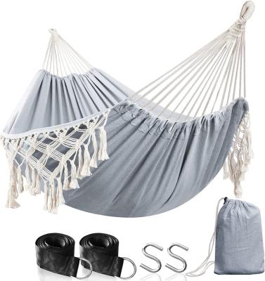 China Large Camping Comfy Outdoor White Bohemian Hammock Brazilian Fringed Carry Bag Hammock Swing Luxury Double Bed For Patio for sale