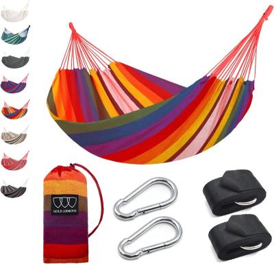 China Comfortable Portable 150*200CM Two Person Swing Extra Large Outdoor Camping Hammock Canvas With Carry Bag for sale