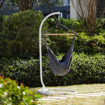 China Comfortable Outdoor Indoor Hammock Chair with Macrame Lace Fringe Tassel with Wooden Rod and Stand for sale