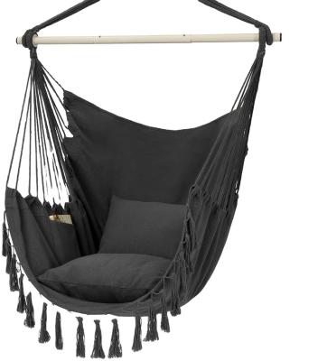 China Comfortable Outdoor Camping Swing Chair Patio Swing Hammock Canvas Kids Hanging Swing Hammock Chair with Iron Bar for sale