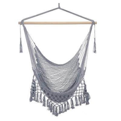 China Cozy Mesh Weaving Tassels Cotton Rope Hammock Swing Hanging Chair Photo Props for sale