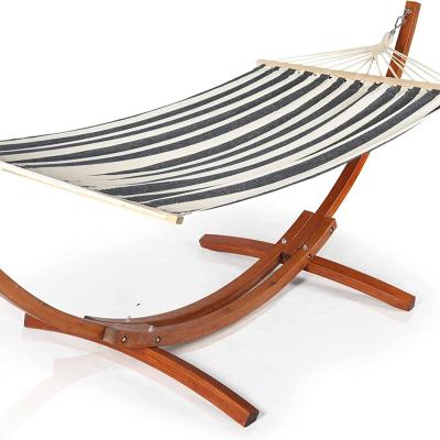 China 10 Ft Curved Wooden Hammock Comfortable Stand Up Arc Hammock Outdoor Wooden Stand With Double Brazilian Hammock for sale