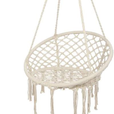 China Comfortable Outdoor Garden Hanging Black Macrame Cotton Rope Macrame Hammock Chair Without Stand for sale