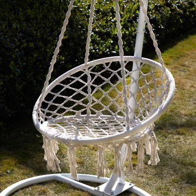 China Wholesale Comfy Round Rope Basket Macrame Swing Supplier Macrame Hammock Hanging Chair With Stand for sale