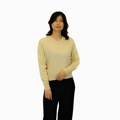 China 100% Pure Cashmere Anti-pilling Women's Classic Cashmere Autumn Winter V-Neck Shirt Cashmere Sweater for sale