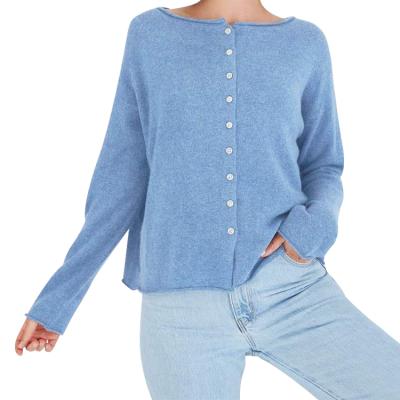 China Anti-pilling Latest Design 100% Pure Cashmere With Buttons Women Cashmere Cardigan Sweater for sale