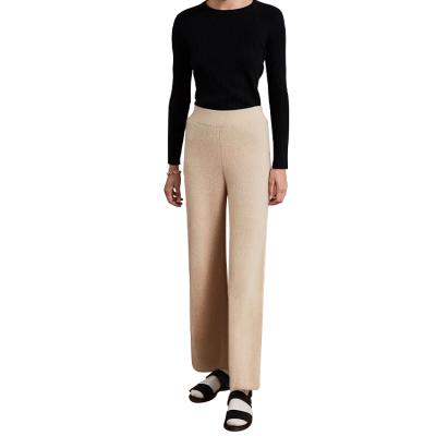 China Anti-Wrinkle Fashion Casual Outdoor Winter Loose Wide Leg Knit Cashmere Pants Solid Color Long Pants for sale