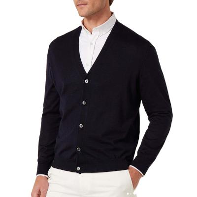 China Fashion Anti-pilling Button Sweater Classic Cashmere Blend Knit V-Neck Cardigan Sweater For Business Men for sale