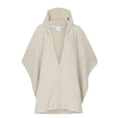 China Anti-wrinkle ; Breathable; Hot Sale Ladies Anti-Shrink Front Warm Wool Cashmere Blend Open Shawl Poncho With Hooded for sale