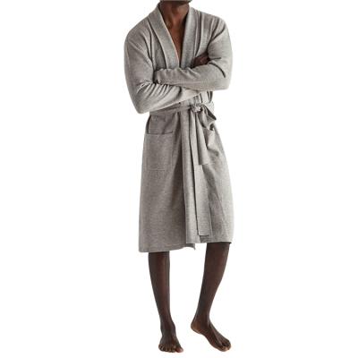 China Breathable Custom Luxury Long Bath Knitted Wool Warm Cotton Sleep Robe Mens Cashmere Silk Robe for sale