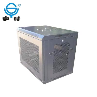 China SPCC cold rolled steel 19inch meshed 6u 9u network wall mounted cabinet for cctv, perforated door server rack for sale