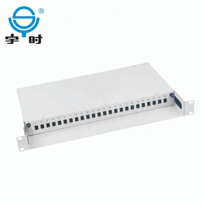 China SPCC Cold Rolled Steel OEM Service 19inch 1u 12/24 Ports Drawer Style Fiber Optic Patch Panels, Rack Mount ODF for sale