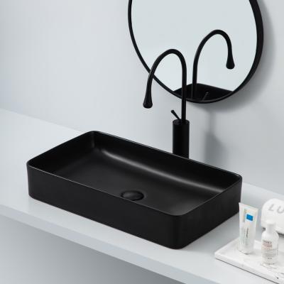 China Best Selling Low Price Hotel High Quality Apartment Waterproof Western Newcomer Sinks Bathroom Countertops Black Ceramic Wash Basin for sale