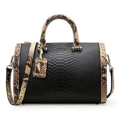 China New Trend Women's Westal Handbag 0497 Boston Genuine Leather Bags Women's Handbags Real Large Snake Pattern Portable Shoulder Messenger Bags for sale