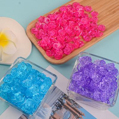 China DIY Jewelry Making Mixed Colors Shiny Pearlized Flower Beads 11-20mm Flatback Acrylic Rose Flower Cabochons For DIY Jewelry for sale