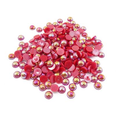 China Jewelry Making Low Price Retail AB Color ABS Plastic Half Round Flatback Beads Use For Nail Art for sale