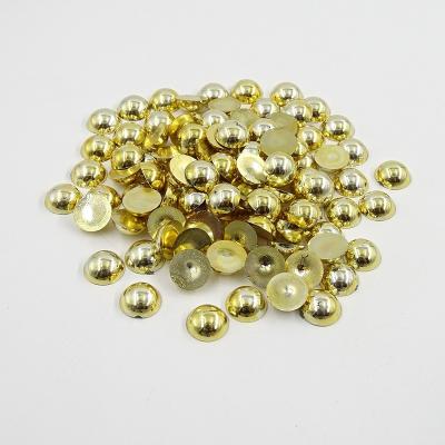 China Jewelry Making 1.5-14mm Wholesale Bulk Cheap Various Size Matte Gold Fix Hot Plastic Half Round Pearl Beads for sale