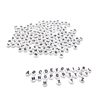 China Fashionable Wholesale 7mm DIY Alphabet Letter Black White Acrylic Column Shape Beads For Jewelry Making Bracelets Necklaces Key Chains for sale