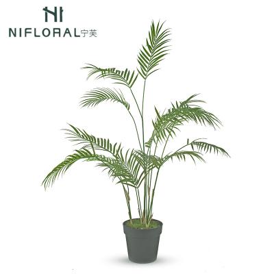 China Art Decor Wholesale Plastic Table Decor Artificial Palms Palm Tree Leaves Fake Palm Tree for sale