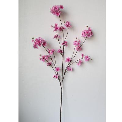 China Indoor Flowers Sakura Decorative Artificial Cherry Blossom Art Decor Wholesale Office and Bedroom Long Stem for sale