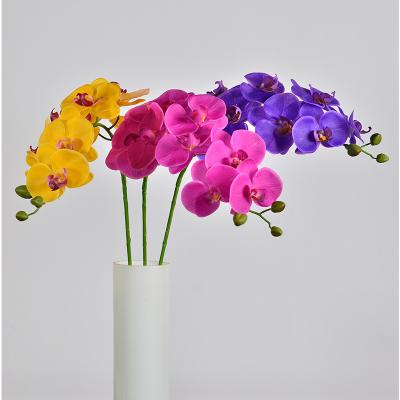 China Art Decor High Quality Decorative 9 Heads Artificial Orchids Flower Real Touch For Home Decor for sale