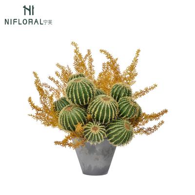 China 2022 Small Bonsai Home Supplies Art Decor Nifloral Plant Artificial Cactus Ball Potted Plant for sale