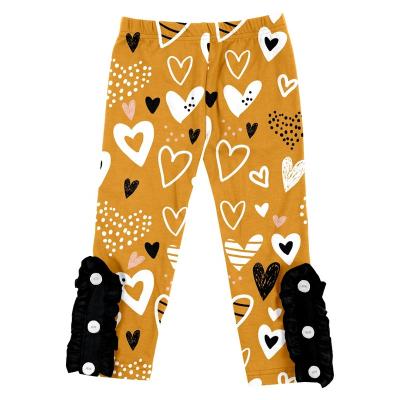 China Kid Viable Legging With Buttons Pleated Valentine's Day Fabric Leggings Pants Girls for sale