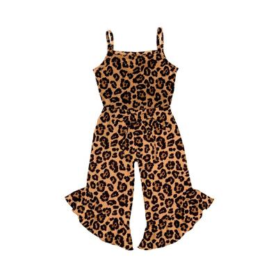 China Spandex/Cotton Kids Infant Romper Ruffle Leopard Pattern Sleeveless Babies Milk Silk Clothes for sale