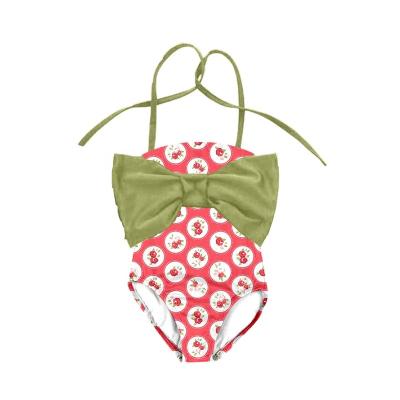 China Spandex/Cotton Girl Toddler Kids Swimwear With Sling Big Bow Girls Breathable Baby Clothing for sale